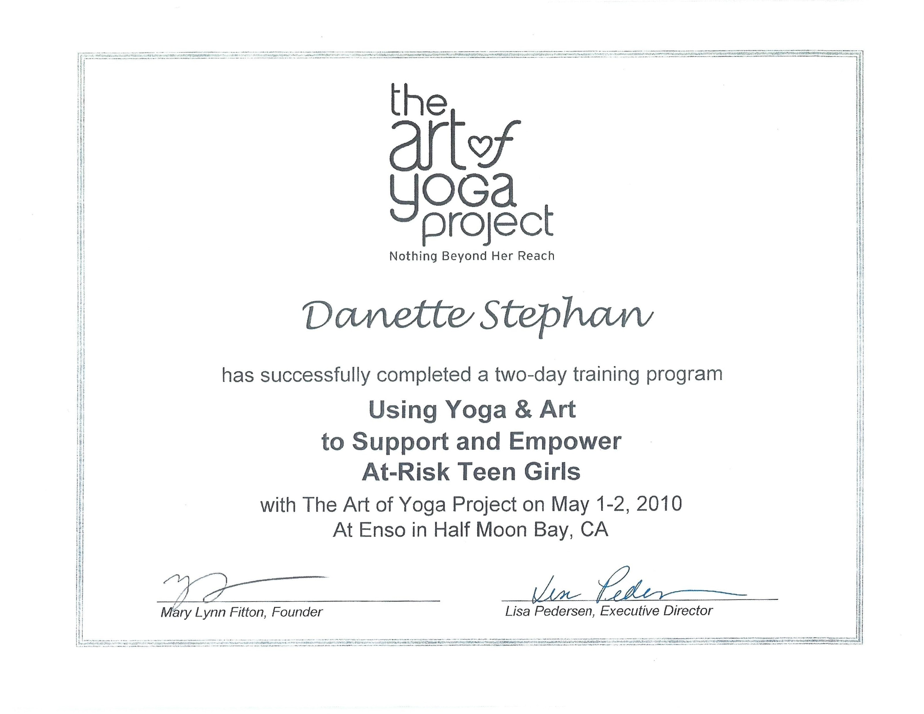 The Art of Yoga Project Certificate