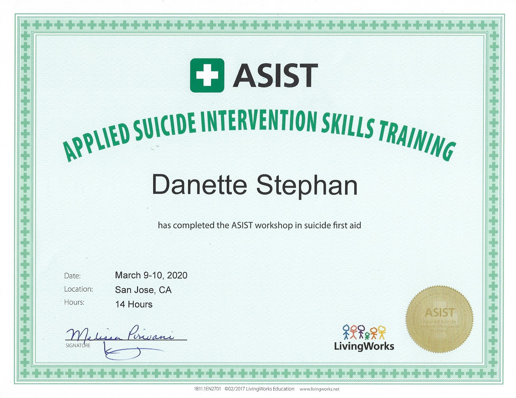 ASIST Applied Suicide Intervention Skills Training