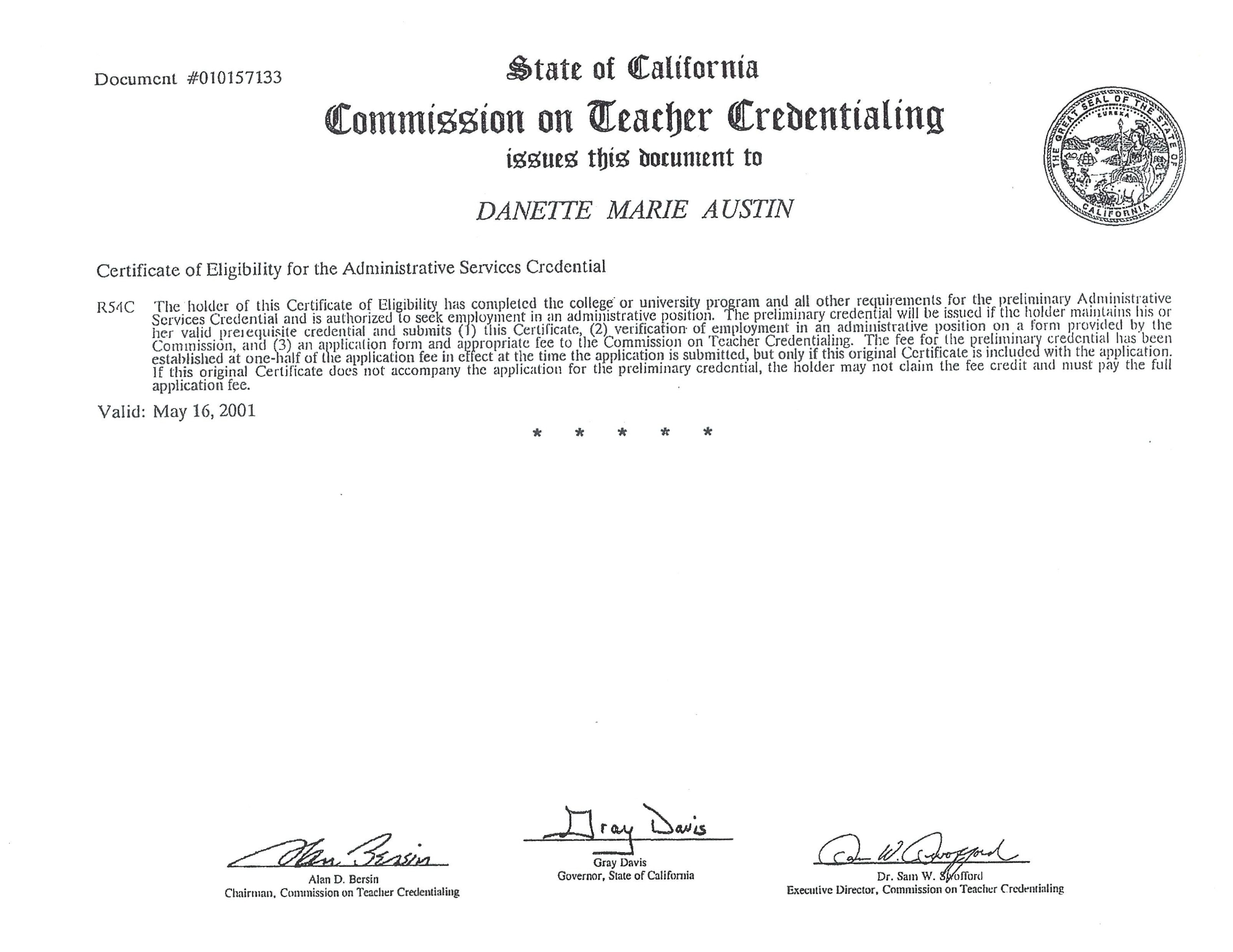 State of California Commission on Teacher Credentialing
